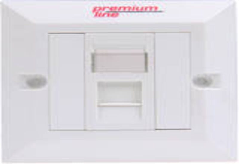 Euro II Face Plate, Right-angle, 45°Entry, 86×86,Snap-In,w/-Shutter,1-port, White