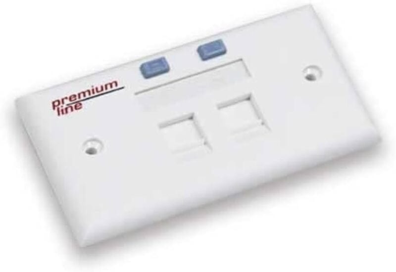 USA Face Plate, 90° Entry, 70 × 115, Integral molding, w/- icon, 2-Port, white, shutter type