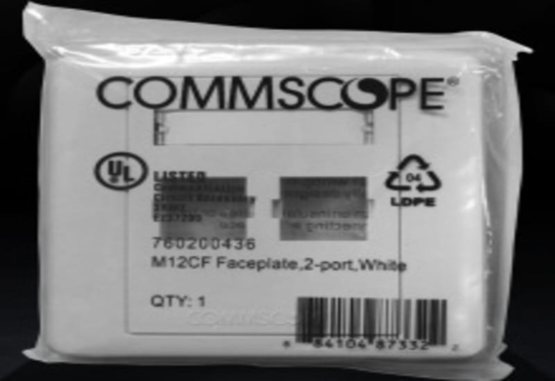 M12CF Modular Faceplate, two port, white
