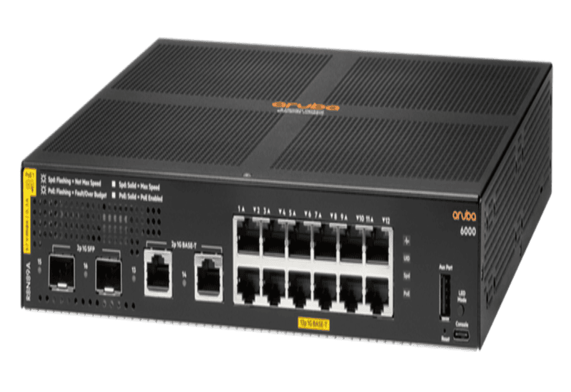 Aruba 6000 12G Class4 PoE 2G/2SFP 139W Switch